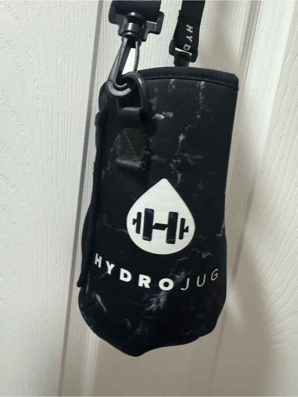 HydroJug Black Crossbody Bottle Carrier with Logo Strap